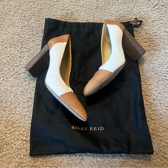 Billy Reid Brown Cream Leather Pointed Toe Heels - Picture 1 of 5